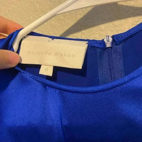 Michelle Mason Origami Cobalt Blue Silk Mini Dress - Picture 2 of 7